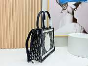 Kitlife Dior Medium Book Tote with Strap Blue Oblique Embroidery with White Lace 36x27.5x16.5cm - 5
