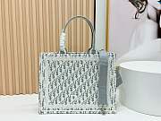 Kitlife Dior Medium Book Tote with Strap Grey Oblique Embroidery with White Lace 36x27.5x16.5cm  - 5