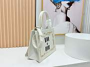 Kitlife Dior Medium Book Tote with Strap Beige, Pink and Black Book Cover Embroidery 36x27.5x16.5cm - 5