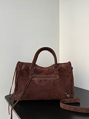 Kitlife Balenciaga Le City Bag in Dark Brown Suede Leather 37x27x10cm  - 1
