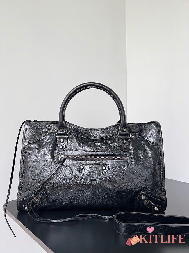 Kitlife Balenciaga Le City Medium Bag in Black Lambskin 38x24x16cm - 1