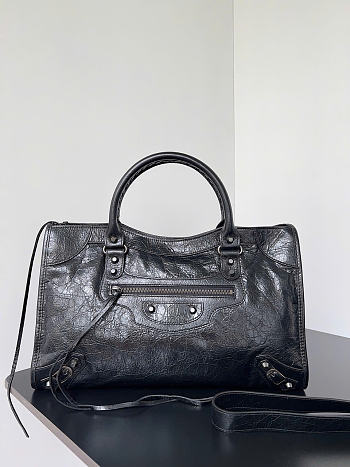 Kitlife Balenciaga Le City Medium Bag in Black Lambskin 38x24x16cm