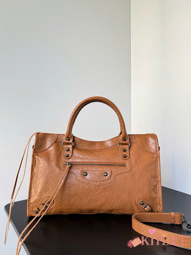 Kitlife Balenciaga Le City Medium Bag in Brown Lambskin 38x24x16cm  - 1