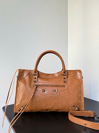 Kitlife Balenciaga Le City Medium Bag in Brown Lambskin 38x24x16cm 