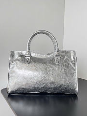 Kitlife Balenciaga Le City Medium Bag in Silver Lambskin 38x24x16cm - 6