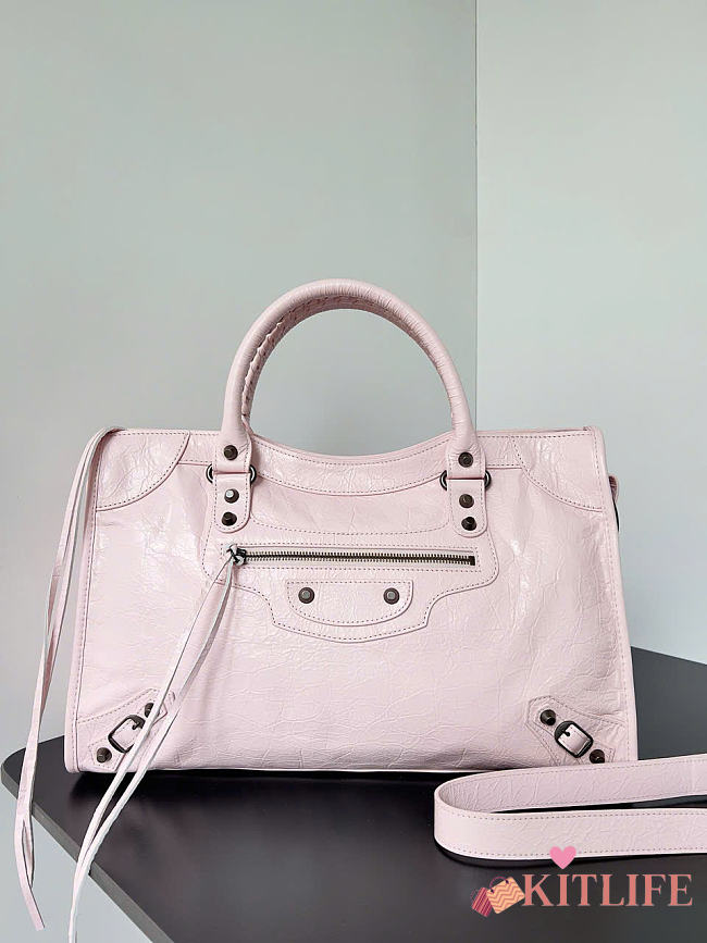 Kitlife Balenciaga Le City Medium Bag in Light Pink Lambskin 38x24x16cm  - 1