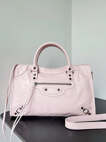 Kitlife Balenciaga Le City Medium Bag in Light Pink Lambskin 38x24x16cm 