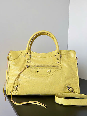 Kitlife Balenciaga Le City Medium Bag in Yellow Lambskin 38x24x16cm 