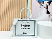 Kitlife Dior Medium Book Tote with Strap White, Green and Black Book Cover Embroidery 36x27.5x16.5cm - 1