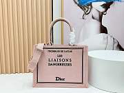 Kitlife Dior Medium Book Tote with Strap Pink and Green Book Cover Embroidery 36x27.5x16.5cm  - 1