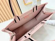 Kitlife Dior Medium Book Tote with Strap Pink and Green Book Cover Embroidery 36x27.5x16.5cm  - 6