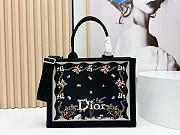 Kitlife Dior Medium Book Tote with StrapBlack Multicolor Revolution Flowers Embroidery 36x27.5x16.5cm  - 1