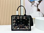 Kitlife Dior Medium Book Tote with StrapBlack Multicolor Revolution Flowers Embroidery 36x27.5x16.5cm  - 6