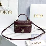 Kitlife Dior Mini Vanity Bag Burgundy Cannage Lambskin 17x10.5x8cm  - 1