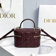 Kitlife Dior Mini Vanity Bag Burgundy Cannage Lambskin 17x10.5x8cm  - 4
