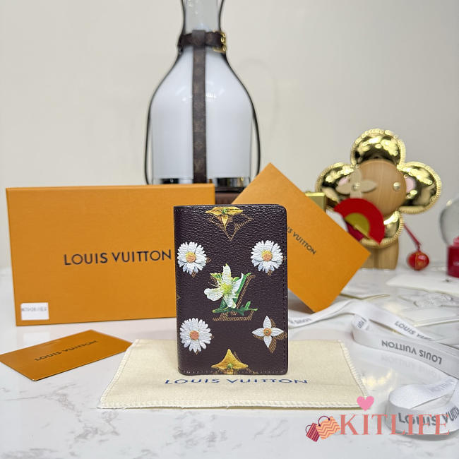 Kitlife Louis Vuitton Pocket Floral Silkscreen Wallet M27542 7.5x1x11.1cm - 1