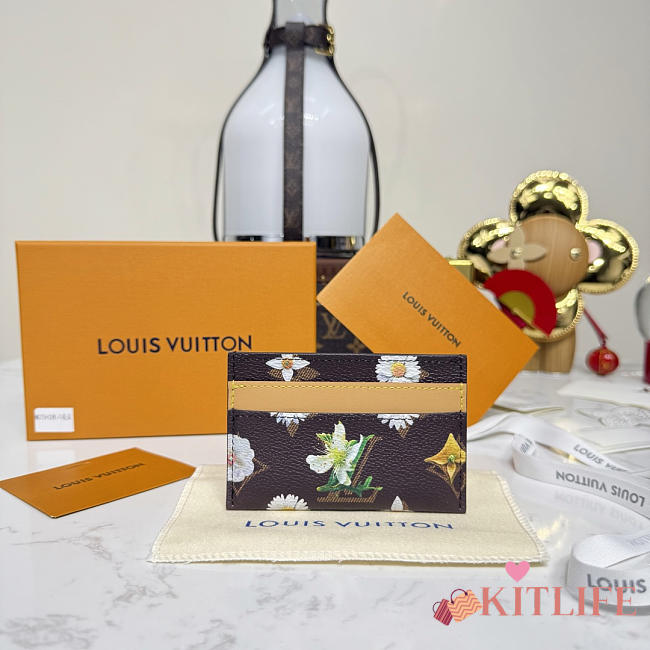 Kitlife Louis Vuitton Floral Silkscreen Card Holder M27551 11x1.5x7cm - 1