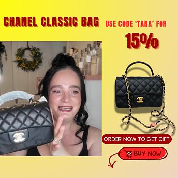 Kitlife Chanel Classic Black Embossed Calfskin Hand-held Wrists  – 20x14x7 cm
