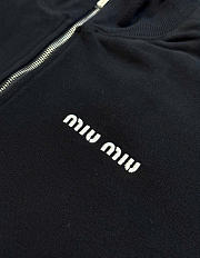 Kitlife Miu Miu Cotton Fleece Zipper Sweatshirt Black  - 3