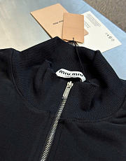 Kitlife Miu Miu Cotton Fleece Zipper Sweatshirt Black  - 2