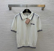 Kitlife Miu Miu Stripe-detail Polo Top White - 1