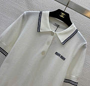 Kitlife Miu Miu Stripe-detail Polo Top White - 5