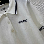 Kitlife Miu Miu Stripe-detail Polo Top White - 2