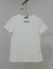 Kitlife Miu Miu Women's White Logo Cotton-Blend T-Shirt  - 1