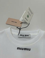 Kitlife Miu Miu Women's White Logo Cotton-Blend T-Shirt  - 4