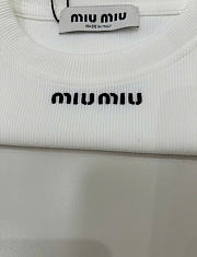 Kitlife Miu Miu Women's White Logo Cotton-Blend T-Shirt  - 3