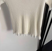 Kitlife Miu Miu Ribbed Knit Casual Ruffled Short Sleeve Top White - 5