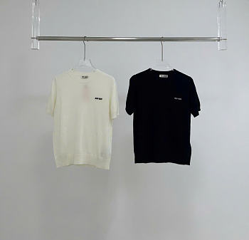 Kitlife Miu Miu Wool Crew-neck Sweater in Black / White