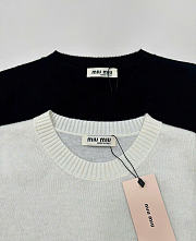 Kitlife Miu Miu Wool Crew-neck Sweater in Black / White - 3