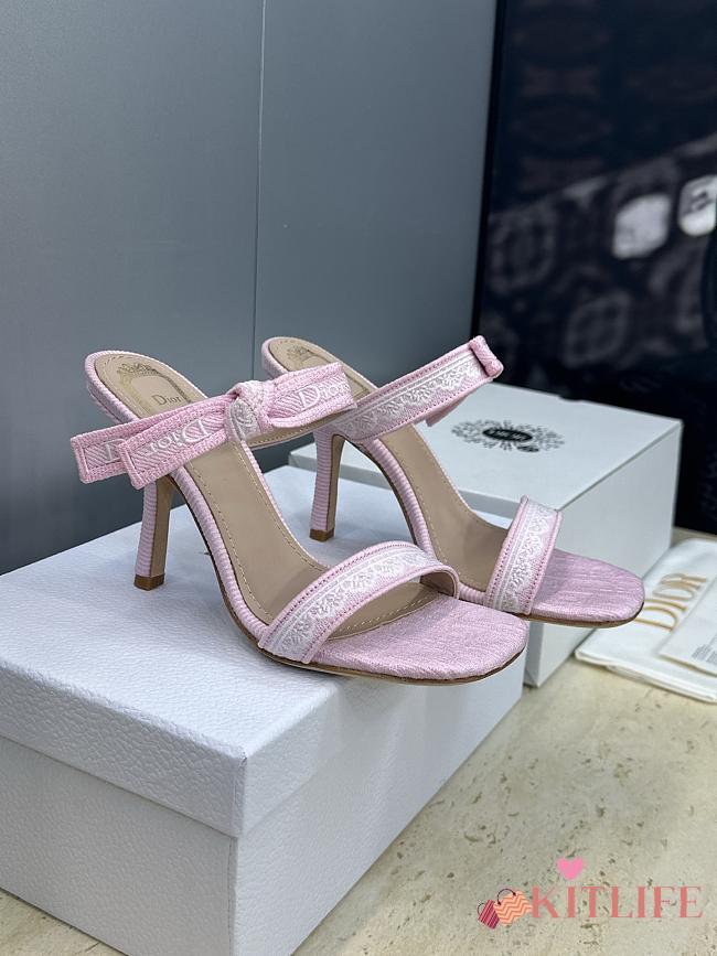 Kitlife Dior Dentelle Jelly-Colored High-Heeled Shoes with Bow Pink - 1