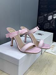Kitlife Dior Dentelle Jelly-Colored High-Heeled Shoes with Bow Pink - 1