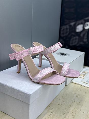Kitlife Dior Dentelle Jelly-Colored High-Heeled Shoes with Bow Pink