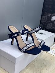 Kitlife Dior Dentelle Jelly-Colored High-Heeled Shoes with Bow Dark Blue - 1