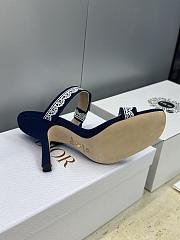Kitlife Dior Dentelle Jelly-Colored High-Heeled Shoes with Bow Dark Blue - 4
