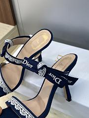 Kitlife Dior Dentelle Jelly-Colored High-Heeled Shoes with Bow Dark Blue - 6