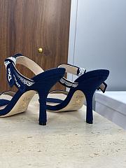 Kitlife Dior Dentelle Jelly-Colored High-Heeled Shoes with Bow Dark Blue - 5