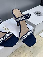 Kitlife Dior Dentelle Jelly-Colored High-Heeled Shoes with Bow Dark Blue - 3