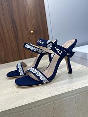 Kitlife Dior Dentelle Jelly-Colored High-Heeled Shoes with Bow Dark Blue - 2