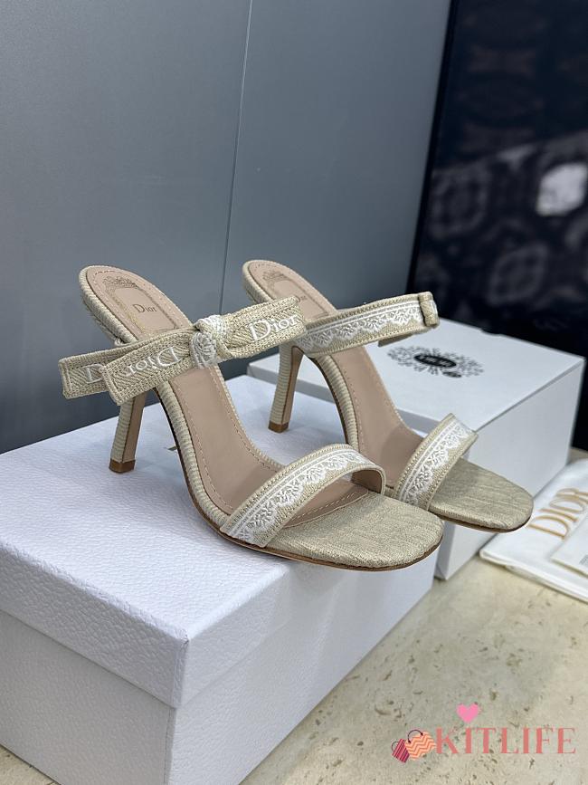 Kitlife Dior Dentelle Jelly-Colored High-Heeled Shoes with Bow Beige - 1