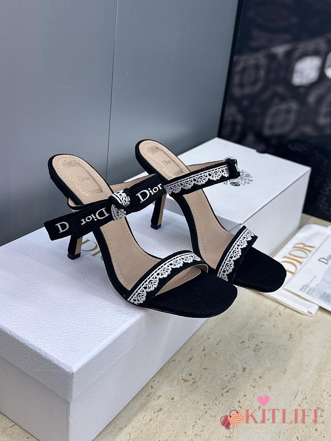 Kitlife Dior Dentelle Jelly-Colored High-Heeled Shoes with Bow Black - 1