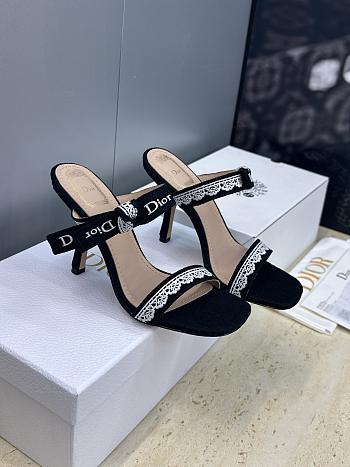 Kitlife Dior Dentelle Jelly-Colored High-Heeled Shoes with Bow Black