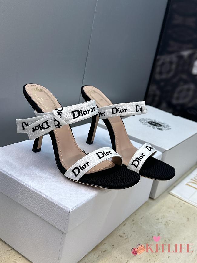 Kitlife Dior Heeled Sandal with J'Adior Straps Black Embroidered Cotton - 1