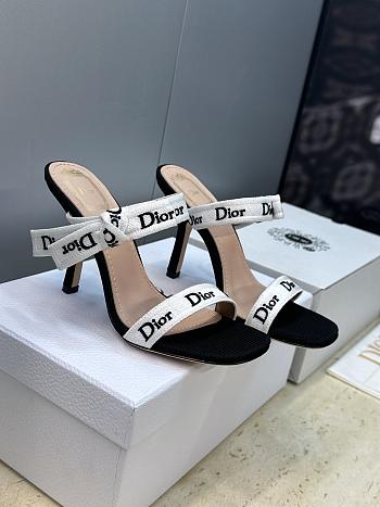 Kitlife Dior Heeled Sandal with J'Adior Straps Black Embroidered Cotton