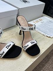 Kitlife Dior Heeled Sandal with J'Adior Straps Black Embroidered Cotton - 3