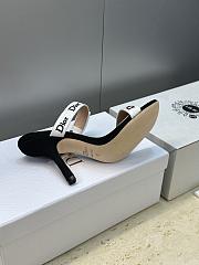 Kitlife Dior Heeled Sandal with J'Adior Straps Black Embroidered Cotton - 2
