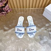 Kitlife Dior Dway Slide White and Blue Embroidered Cotton and Toile de Jouy Floral Garden Motif - 1